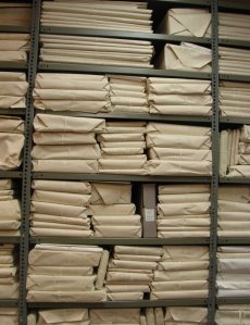 Wrapped volumes at Peterborough Museum and Archives