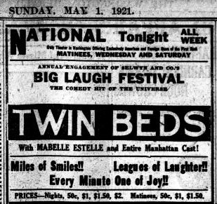 Twin Beds advert in the Washington Herald