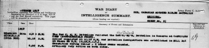 Benjamin Ridgwell's unit's war diary for 24 October 1917