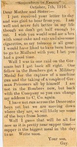 Letter from Guy Provins