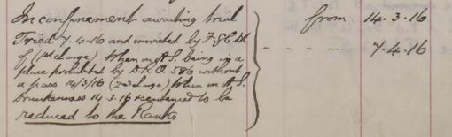 George Fraser Kerr reduced to ranks