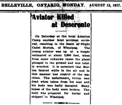 Intelligencer report of G. A. Morton's death