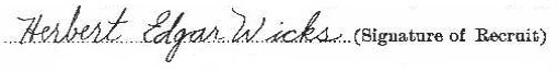 Herbert Edgar Wicks signature