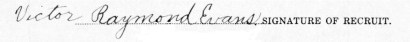 Victor Raymond Evans signature