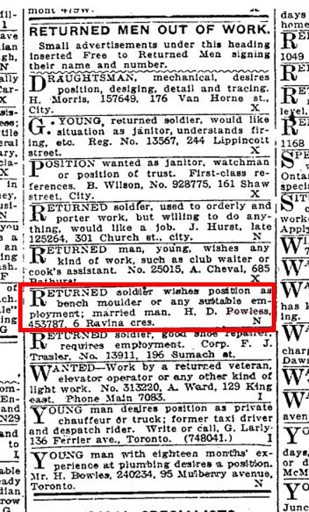 Job-seeking advertisement from Harold Dean Powless