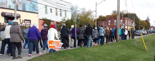 Guided tour walkers at the Dockside Tavern, Deseronto