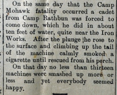 1917 Sep 20 Deseronto Post report of water landing