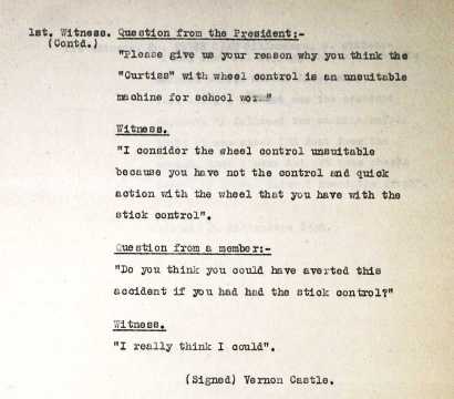 Allan Walton Fraser Court of Inquiry - Vernon Castle's evidence