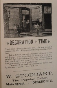 Advertisement for Stoddart's tailor shop